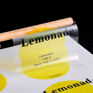 Clear sticker with full-color print finish on transparent waterproof film