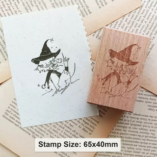 Custom rectangular rubber stamp, 65×40 mm, beside its stamped impression