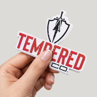 Star laser film die-cut sticker with a sparkling star holographic finish, held in hand