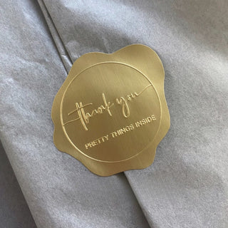 Gold embossed thank-you wax-seal sticker — Pakvel
