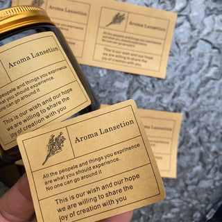 Natural kraft labels on candle jars — Pakvel