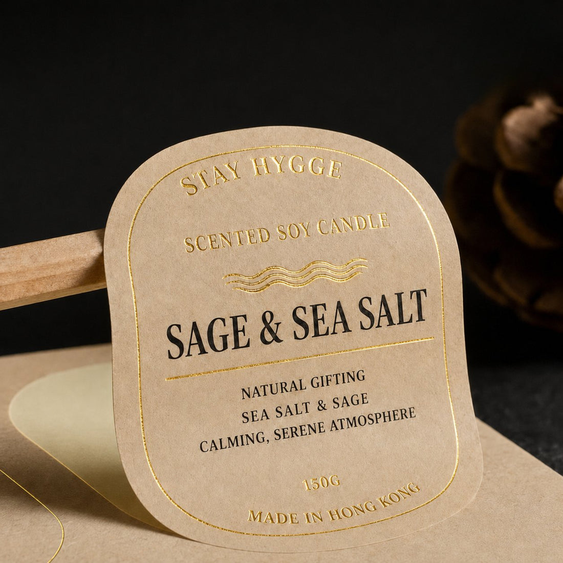 Full-colour print on natural kraft paper label — Pakvel