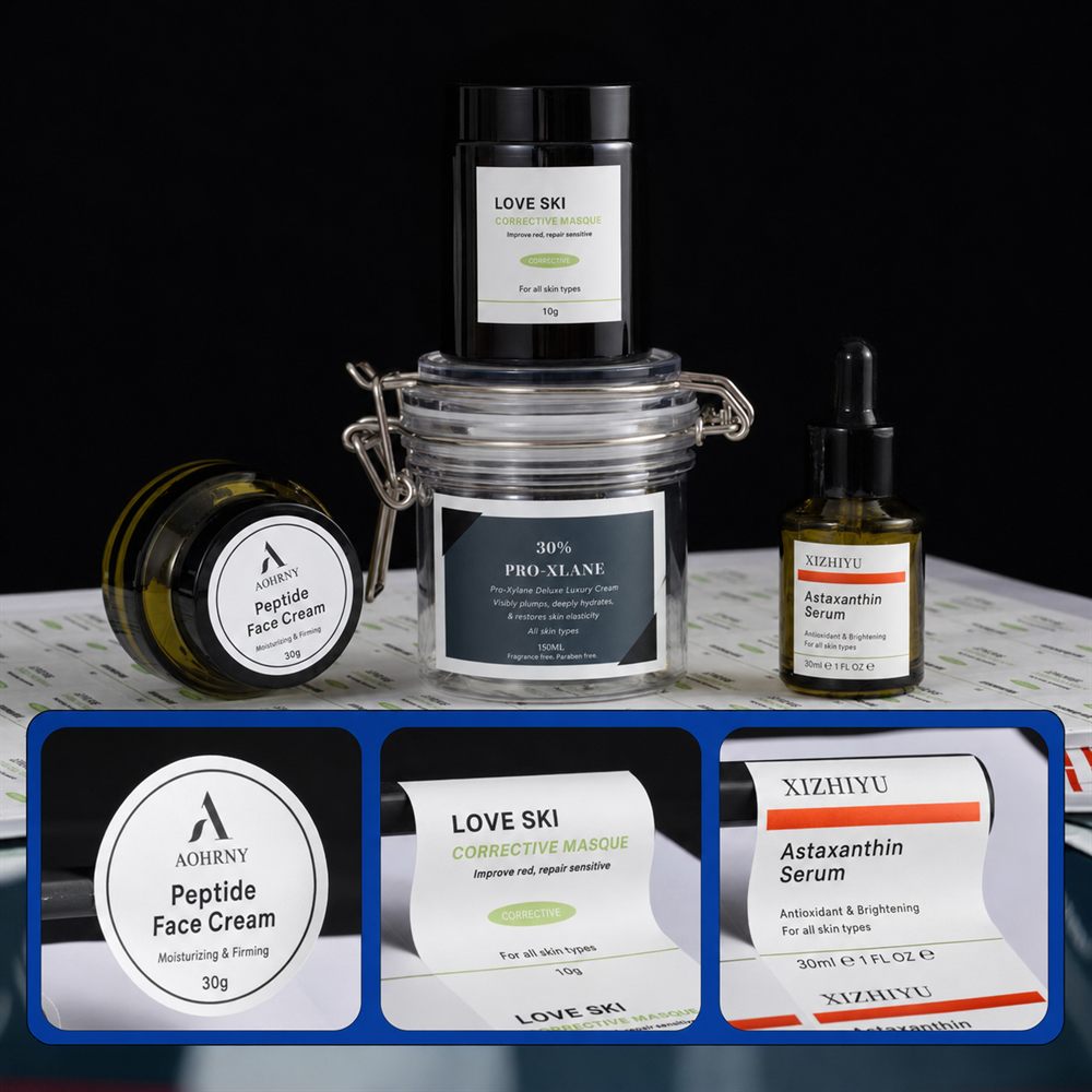 Waterproof custom candle and jar labels on amber glass containers — Pakvel
