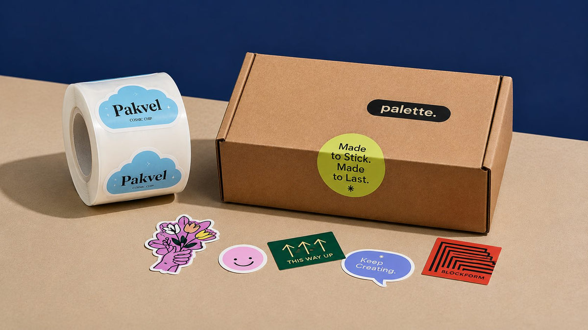 Custom die-cut stickers, a sticker roll and branded packaging seals for handmade sellers — Pakvel