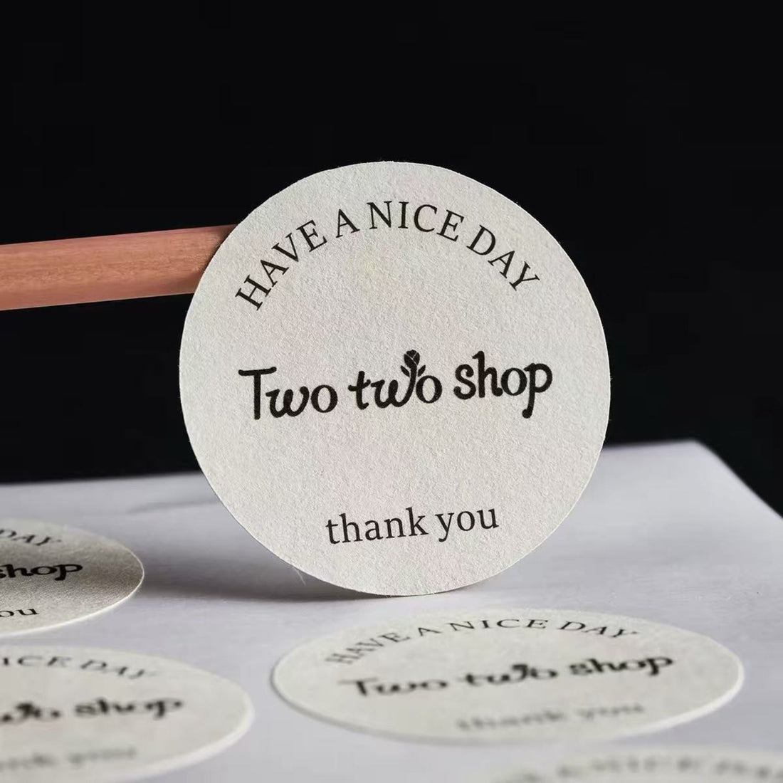 Round textured pearl paper sticker with a felt finish, custom circle label