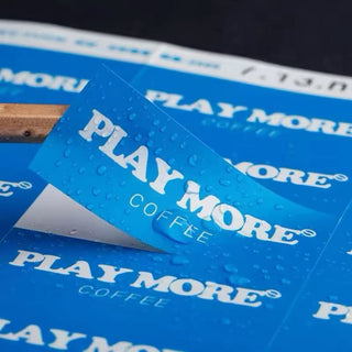 Blue waterproof vinyl rectangle product labels — Pakvel