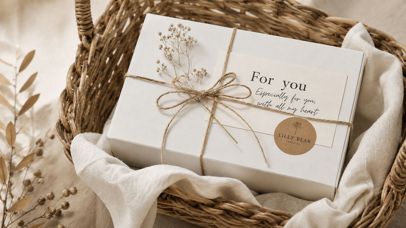 The same box finished with a wrap, card and seal
