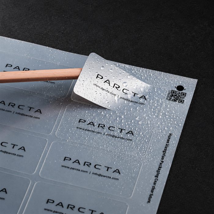 Silver metallic custom label sheet, water-resistant — Pakvel